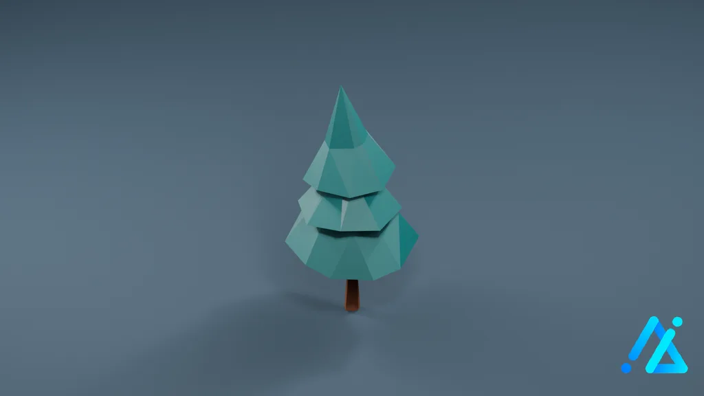 Low-Poly Teal Fir Tree 03 — 3D model preview