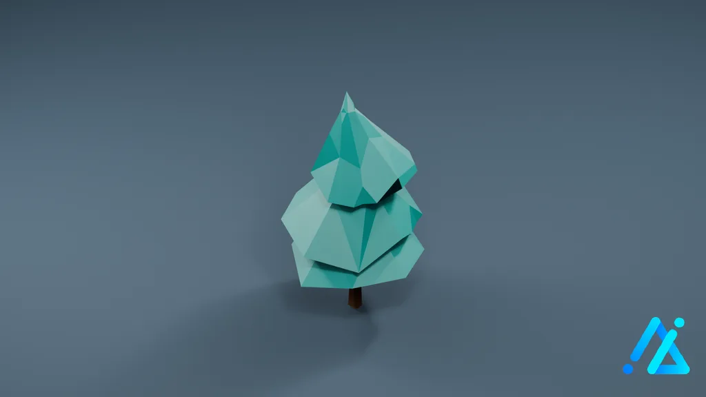 Low-Poly Light Teal Fir Tree 04 — 3D model preview