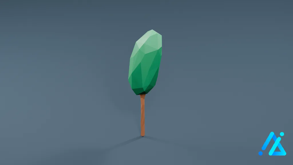 Low-Poly Slim Green Tree 05 — 3D model preview