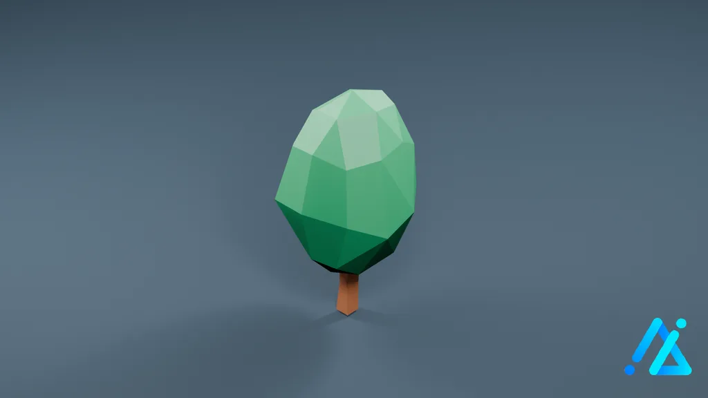Low-Poly Round Green Tree 06 — 3D model preview