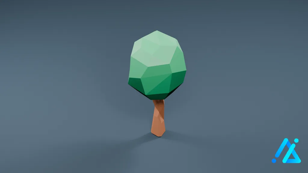 Low-Poly Faceted Green Tree 07 — 3D model preview