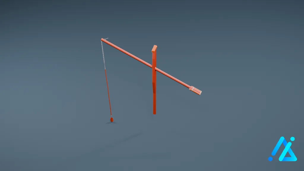 Low-Poly Well Crane Frame — 3D model preview
