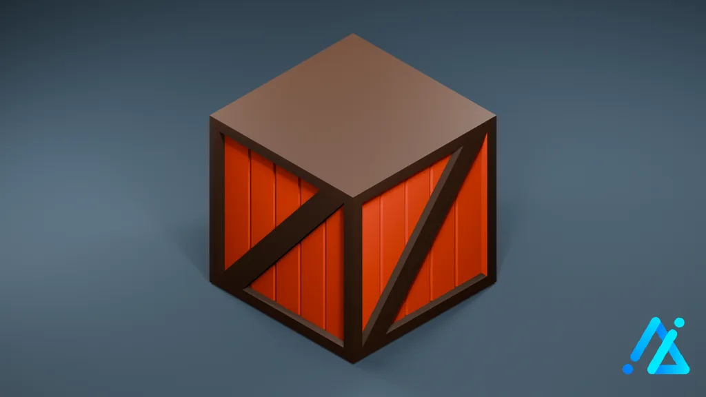 Low-Poly Red Wooden Crate — 3D model preview
