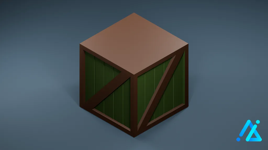 Low-Poly Green Wooden Crate — 3D model preview