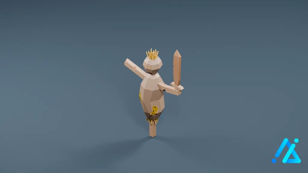 Low-Poly Training Dummy 01 B — 3D model preview