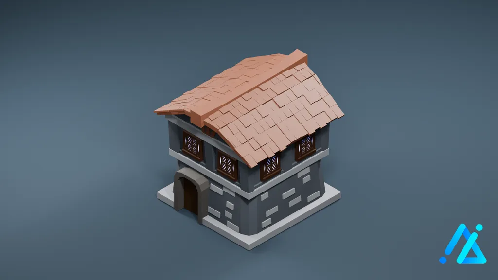 Low-Poly Dark Village Tower 23 — 3D model preview