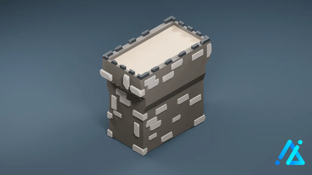 Low-Poly Gray Stone Tower 26 — 3D model preview