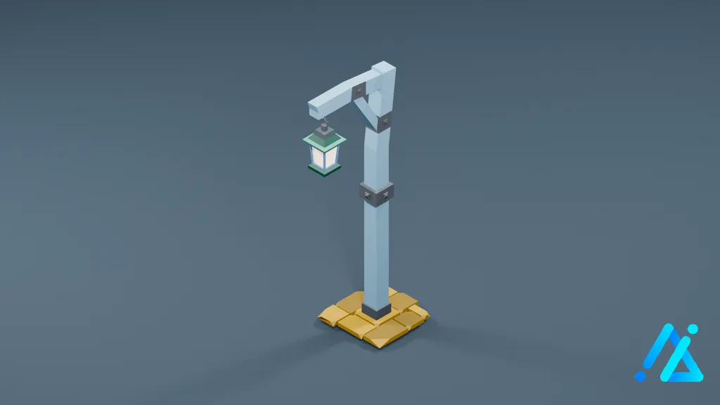 Low-Poly Lamp Prop 01 A — 3D model preview