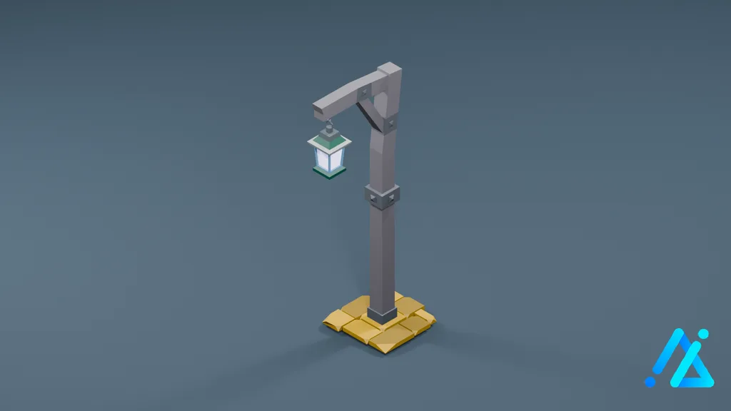 Low-Poly Lamp Prop 01 B — 3D model preview