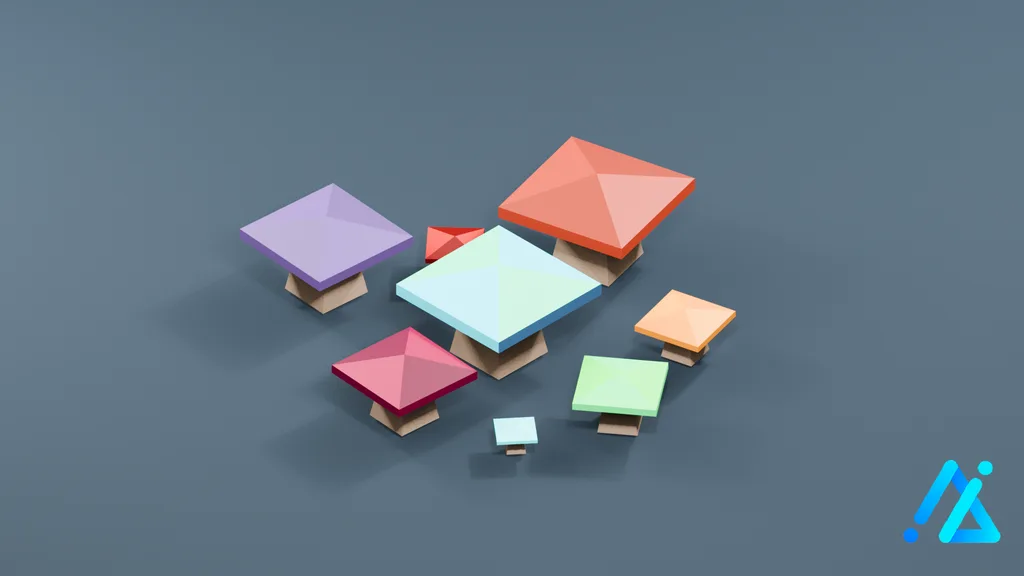 Low-Poly Mushroom Group 01 A — 3D model preview