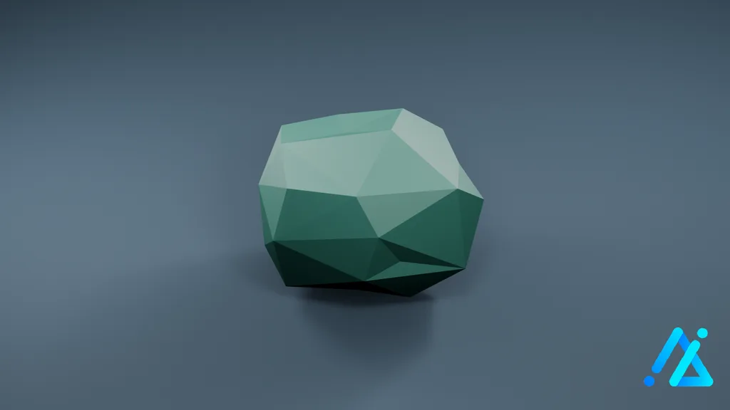 Low-Poly Faceted Stone 01 — Green — 3D model preview