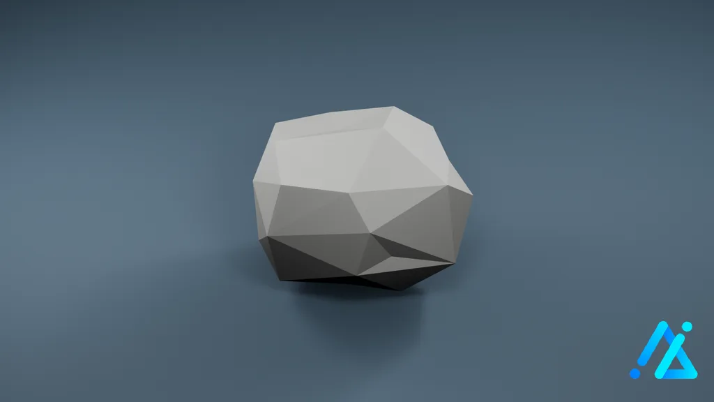 Low-Poly Faceted Stone 01 — Gray — 3D model preview