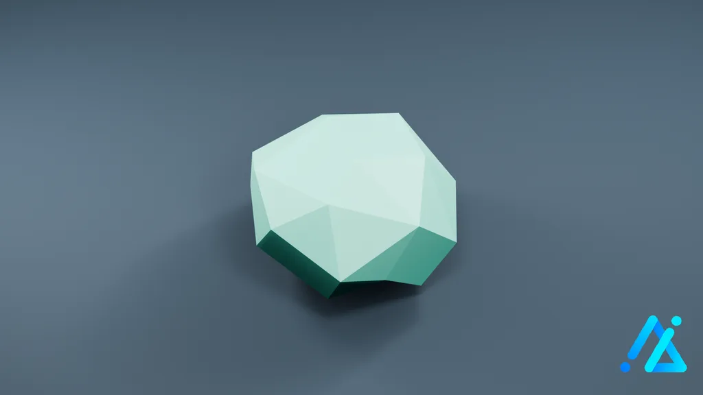 Low-Poly Faceted Stone 02 — Mint — 3D model preview