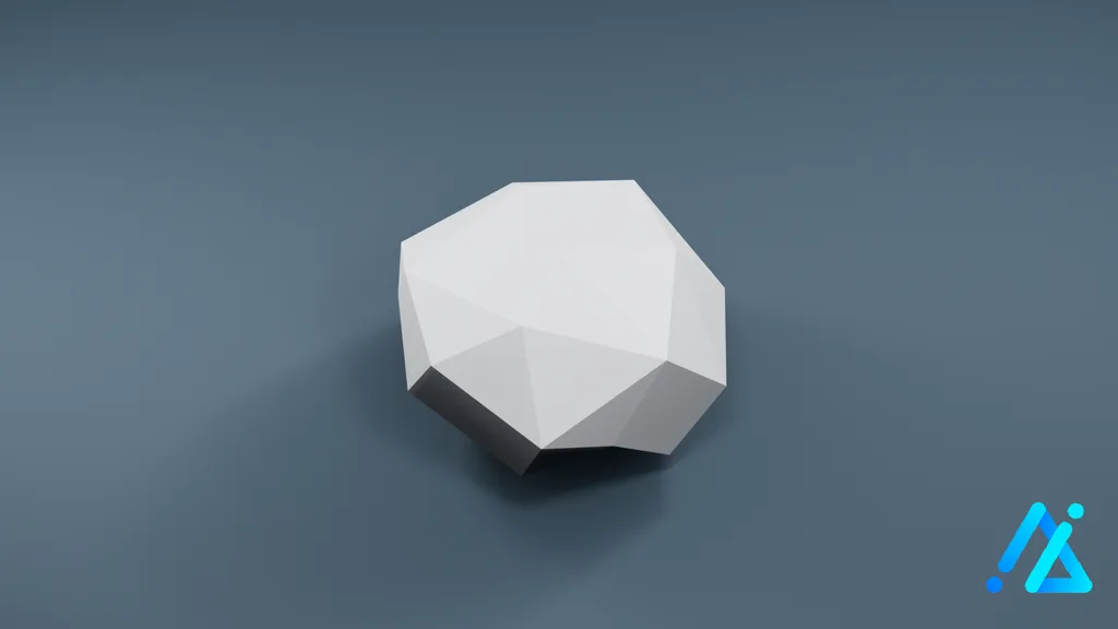 Low-Poly Faceted Stone 02 — Light Gray — 3D model preview