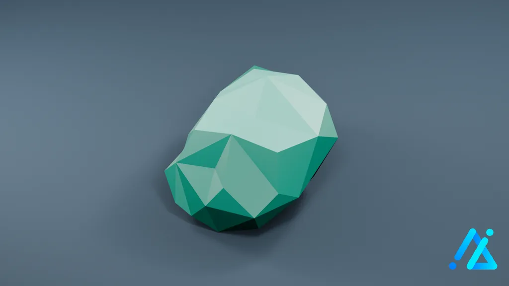 Low-Poly Teal Stone Cluster 03 — 3D model preview