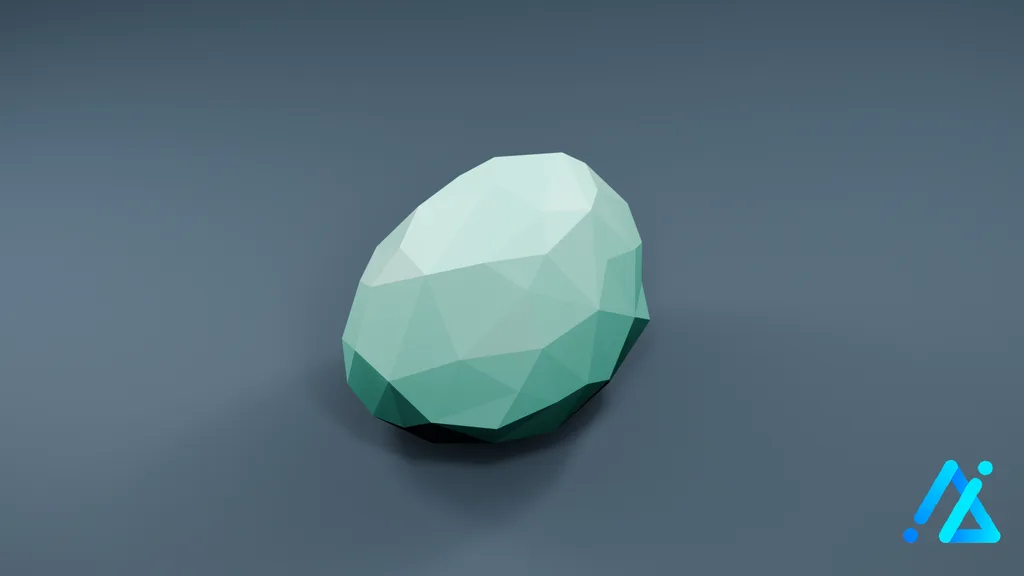 Low-Poly Mint Faceted Boulder 04 — 3D model preview