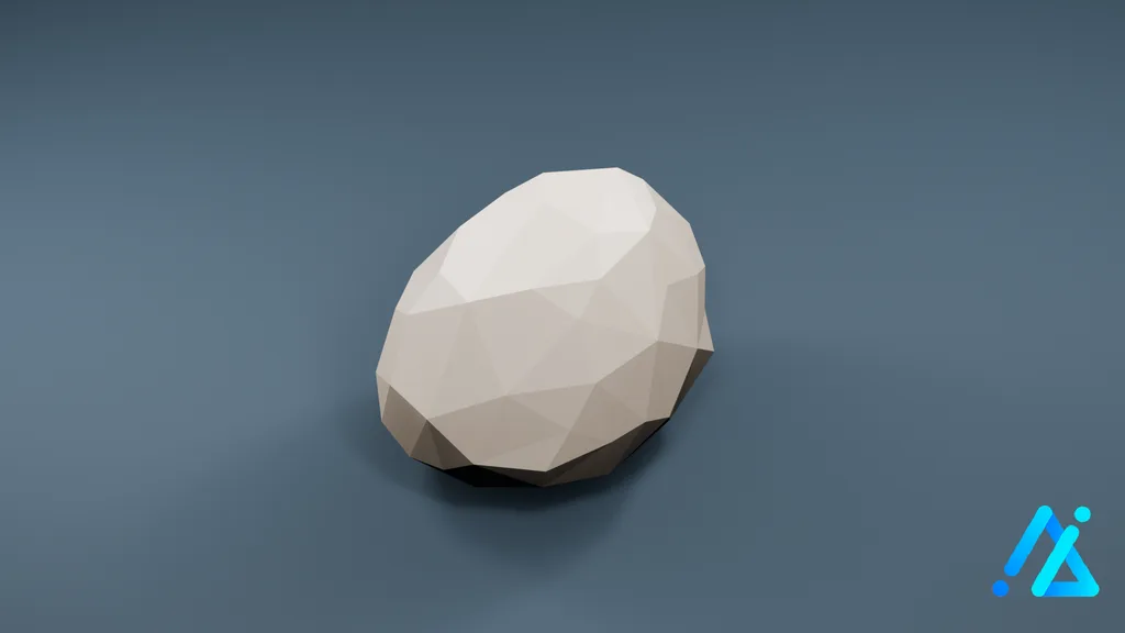 Low-Poly Light Gray Faceted Boulder 04 — 3D model preview