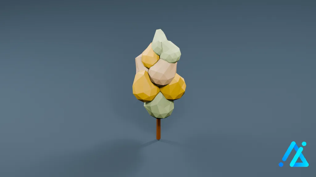 Low-Poly Autumn Conifer Tree 03 — 3D model preview