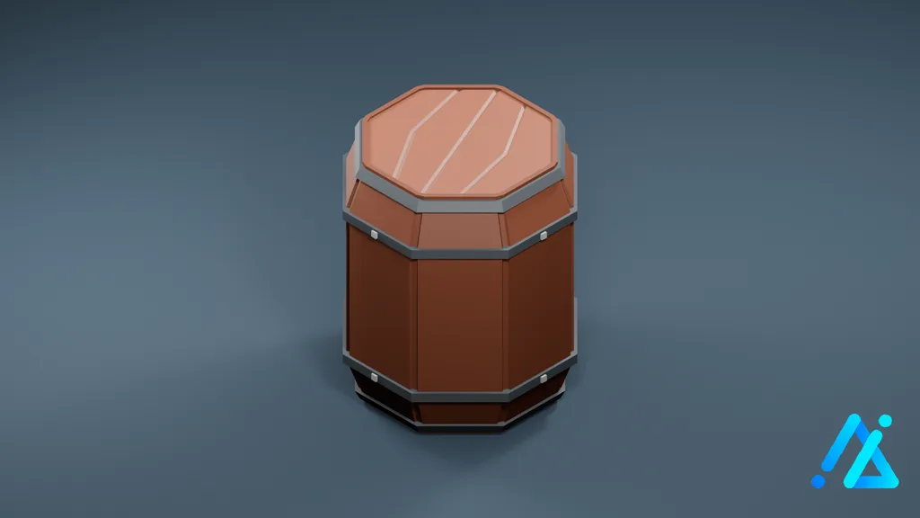 Low-Poly Barrel 02 A — 3D model preview