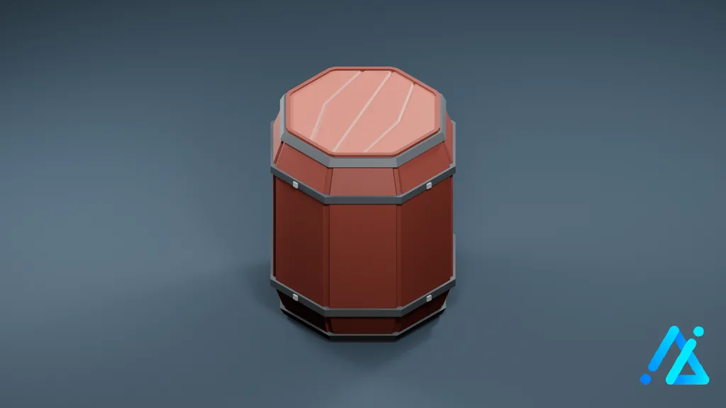 Low-Poly Barrel 02 B — 3D model preview