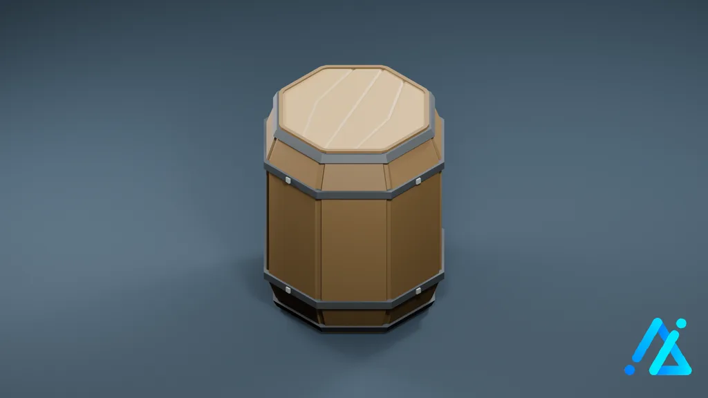 Low-Poly Barrel 02 C — 3D model preview