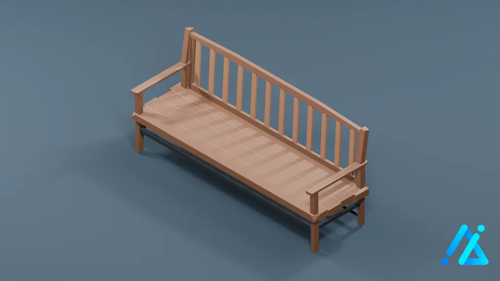 Low-Poly Bench 01 A — 3D model preview