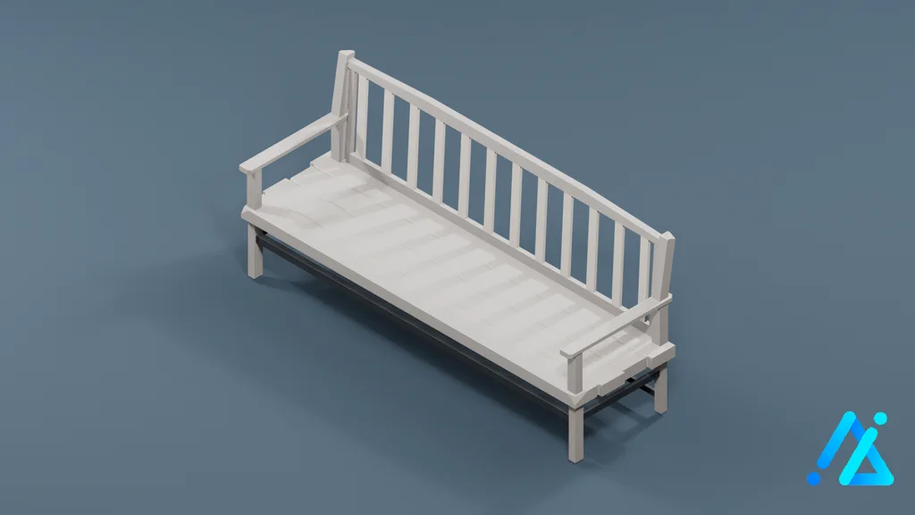 Low-Poly Bench 01 B — 3D model preview