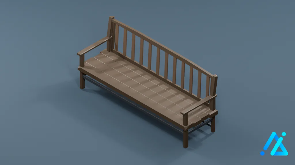 Low-Poly Bench 01 C — 3D model preview