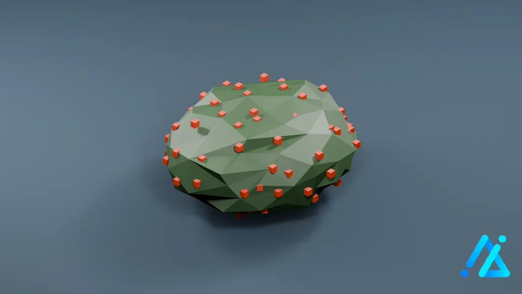 Low-Poly Berry Bush 01 A — 3D model preview
