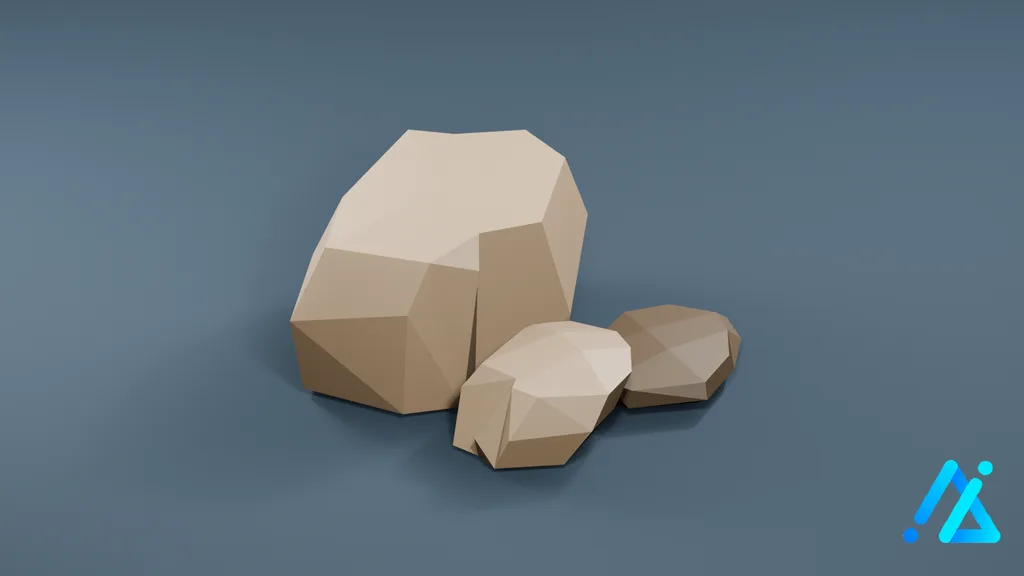 Low-Poly Boulder 06 B — 3D model preview