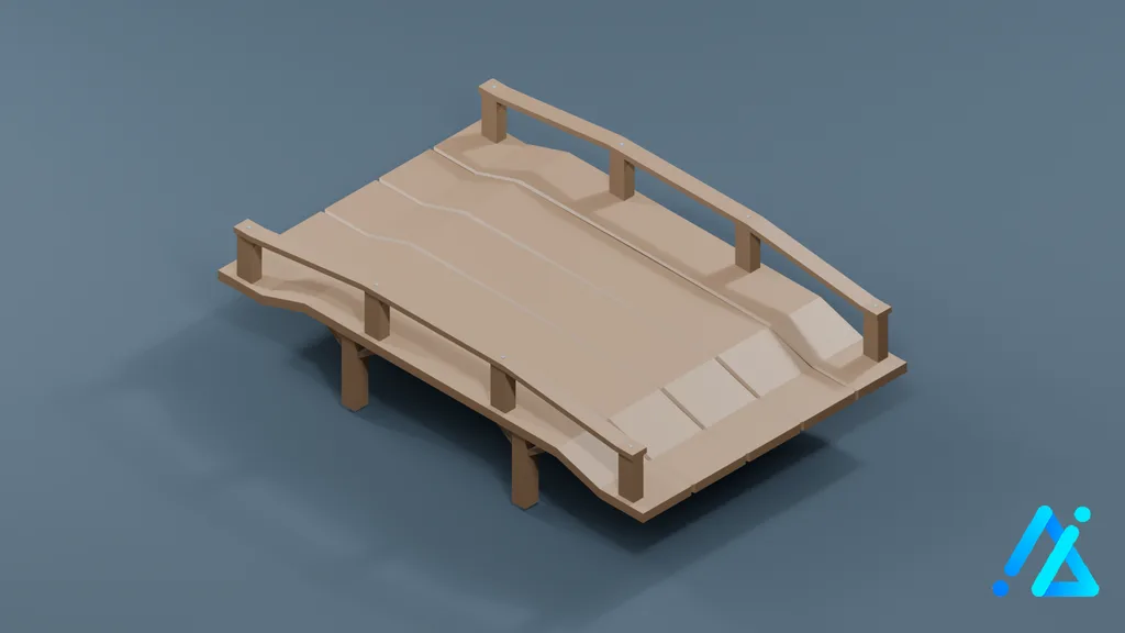 Low-Poly Bridge Section 02 B — 3D model preview