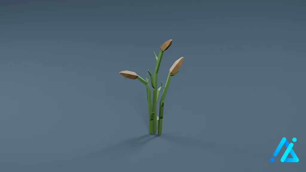 Low-Poly Cereal Crop Stalk 01 A — 3D model preview