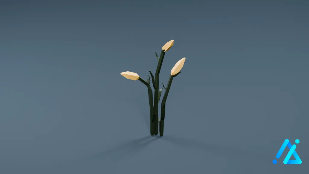 Low-Poly Cereal Crop Stalk 01 B — 3D model preview
