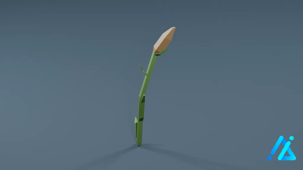 Low-Poly Cereal Crop Stalk 02 B — 3D model preview