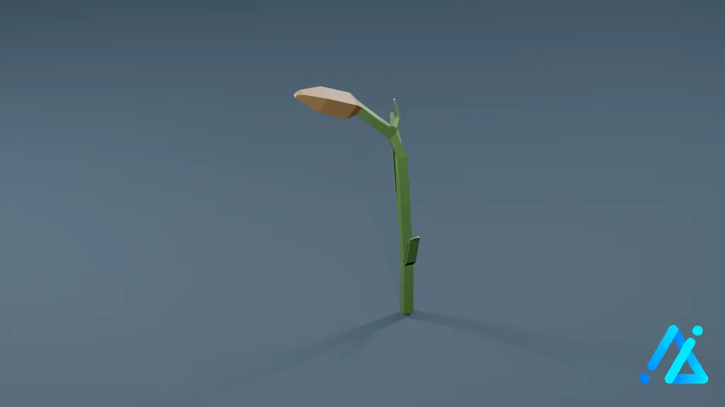Low-Poly Cereal Crop Stalk 03 B — 3D model preview