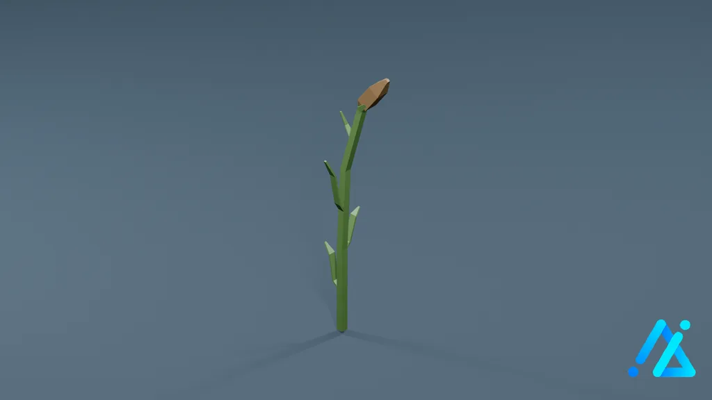 Low-Poly Cereal Crop Stalk 04 B — 3D model preview