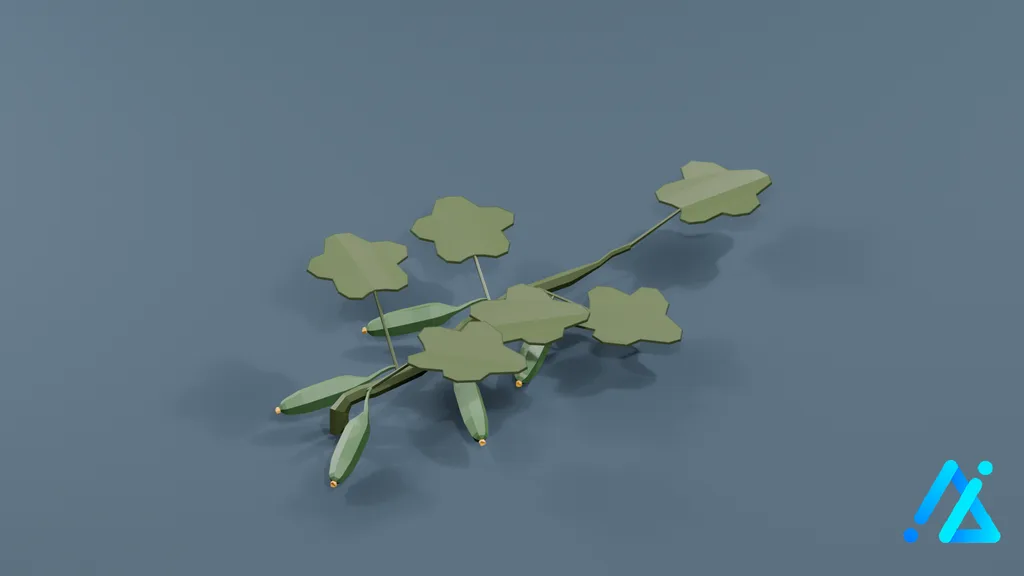 Low-Poly Cucumber Sprout 01 C — 3D model preview