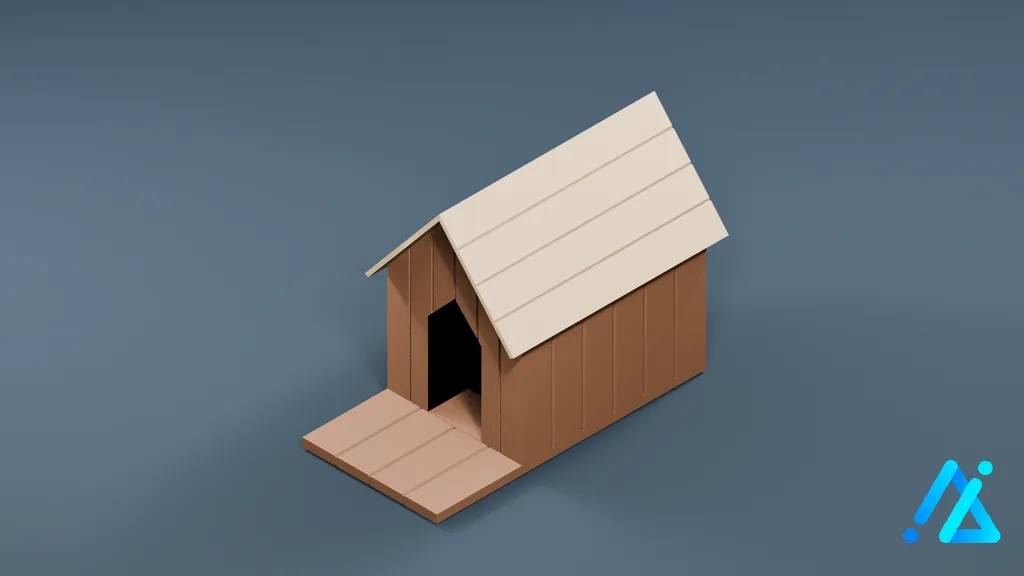 Low-Poly Doghouse 01 A — 3D model preview
