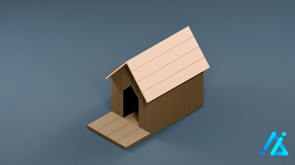 Low-Poly Doghouse 01 C — 3D model preview