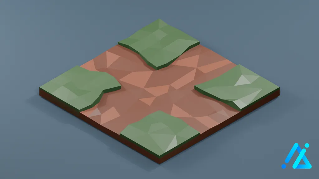 Low-Poly Earth Trail Tile 01 A — 3D model preview