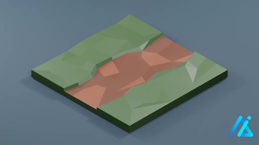 Low-Poly Earth Trail Tile 01 B — 3D model preview