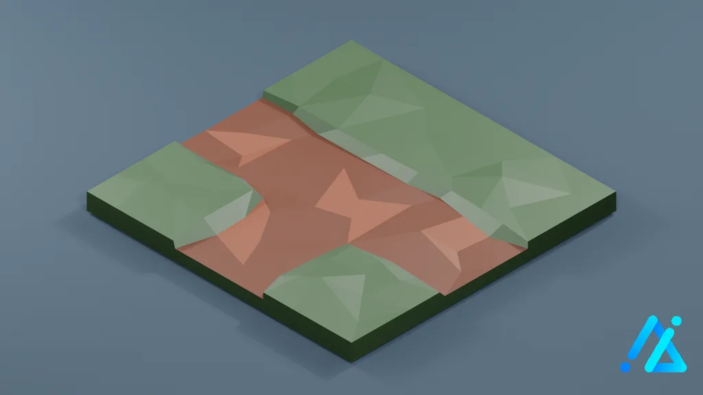Low-Poly Earth Trail Tile 01 C — 3D model preview