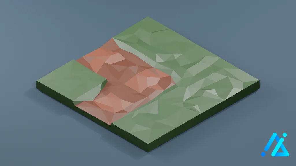 Low-Poly Earth Trail Tile 01 D — 3D model preview