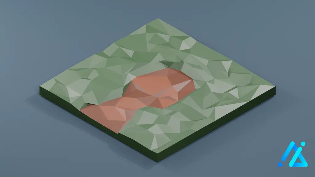 Low-Poly Earth Trail Tile 01 E — 3D model preview
