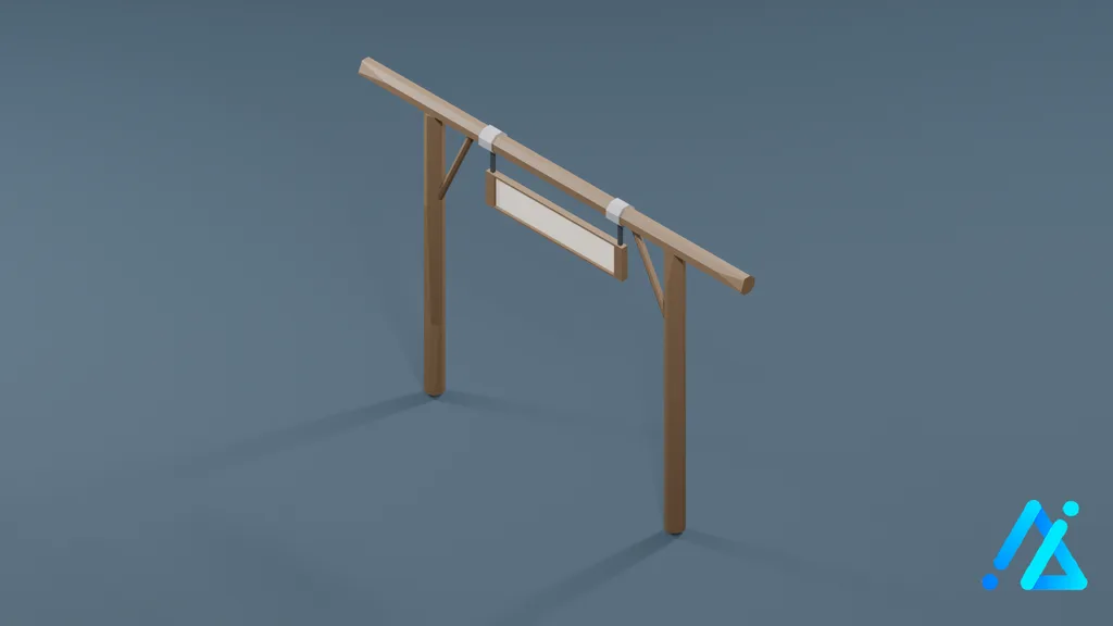 Low-Poly Farm Gate Frame 01 — 3D model preview