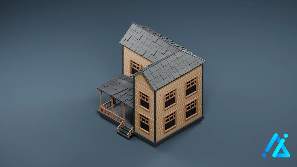 Low-Poly Farmhouse 01 B — 3D model preview