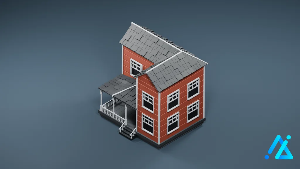 Low-Poly Farmhouse 01 C — 3D model preview