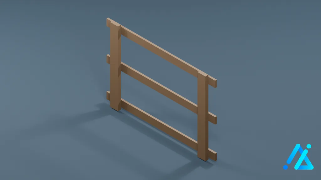 Low-Poly Fence Section 01 A — 3D model preview