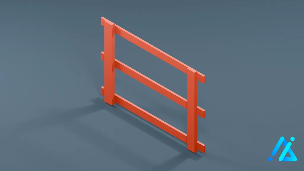 Low-Poly Fence Section 01 B — 3D model preview
