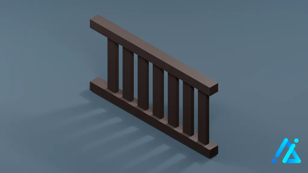 Low-Poly Fence Section 02 A — 3D model preview